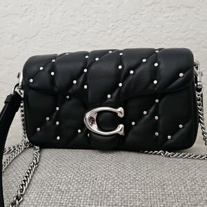 Coach Black Quilted Crossbody Bag with Silver Accents